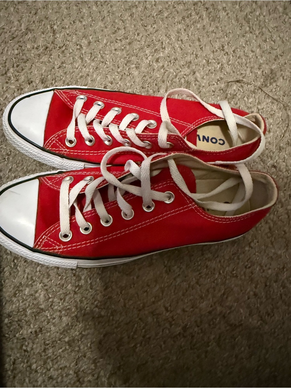 Converse Red Canvas Low Top Sneakers with White Accents